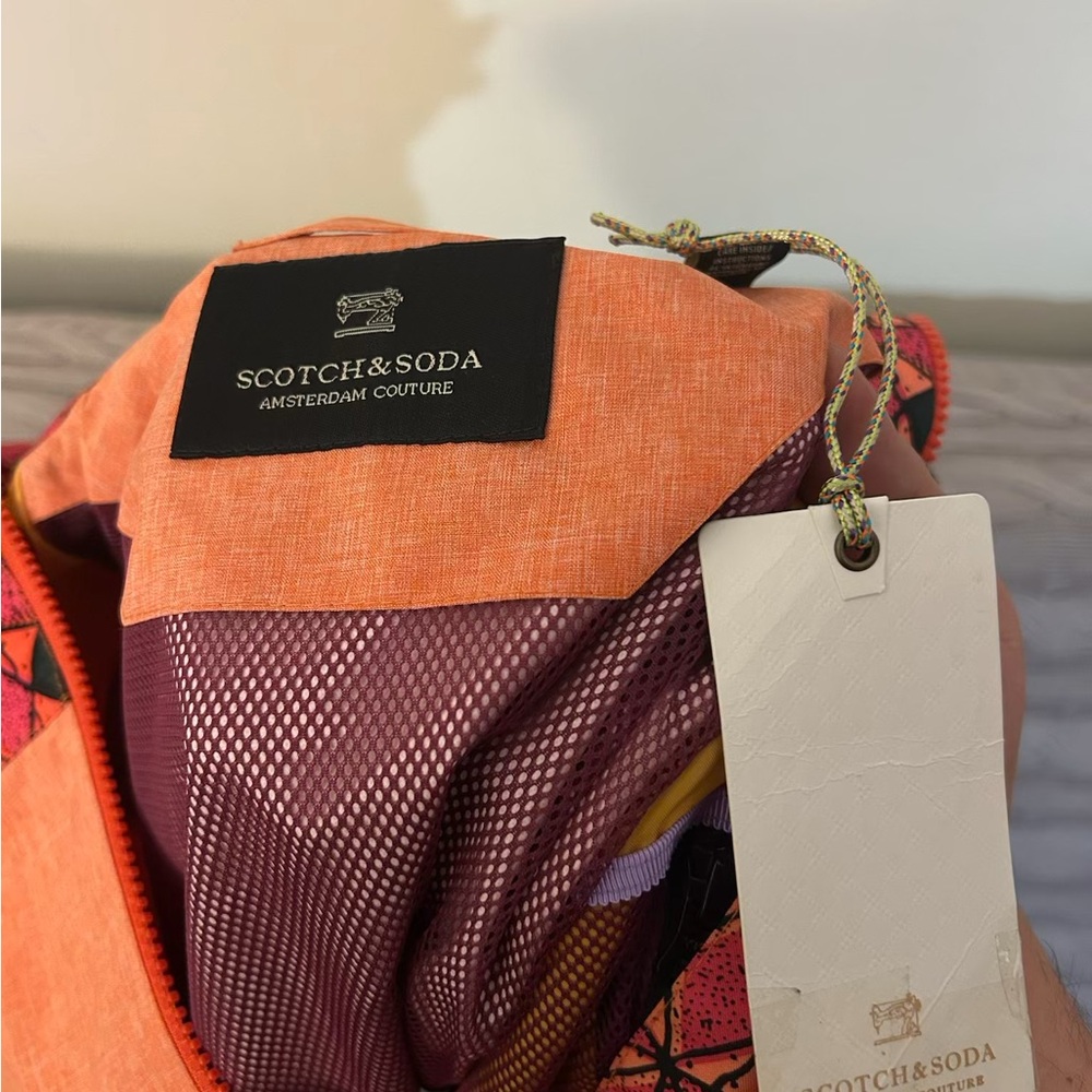 Scotch & Soda Orange Red Jacket with Geometric Pattern new with tag - Picture 3 of 4